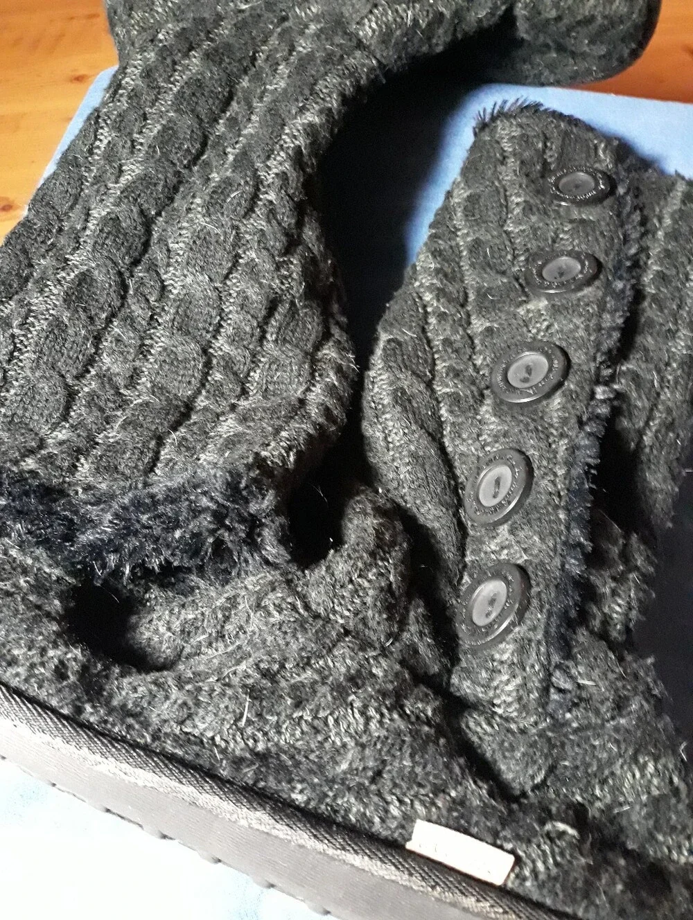 black tall furry boots